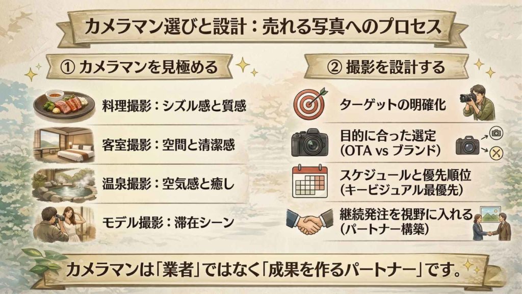 宿泊施設のカメラマン選びと設計をまとめてみた