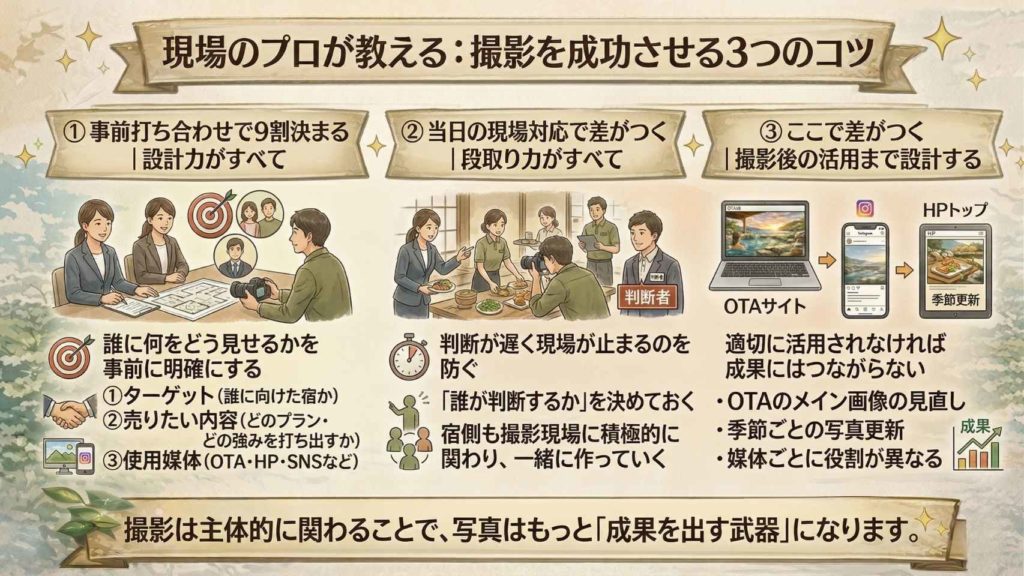 現場のプロが教える：撮影を成功させる3つのコツ
