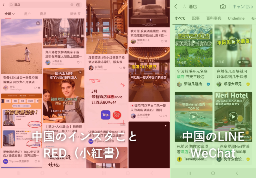 REDとWeChatの一例